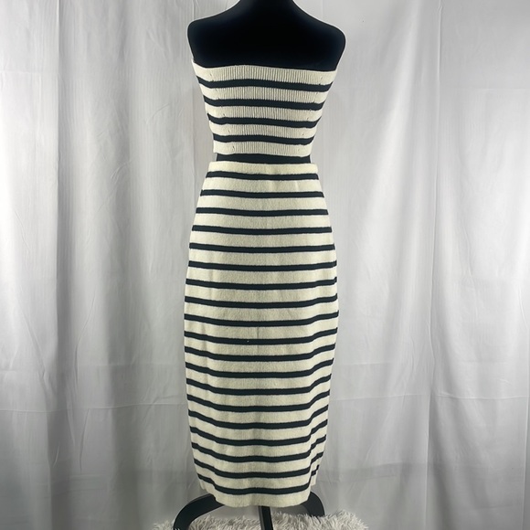Strapless 2 piece sweater dress, skirt,tube top, black,white,stripped, Large,New - Picture 5 of 6